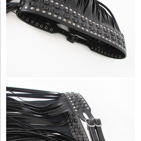Long Fringe Vegan Leather Coachella style Belt - Picture 5 of 5